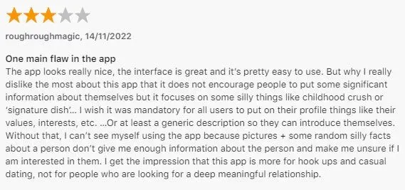 3-star Grazer review on App Store