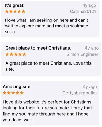 5-star ChristianMingle reviews on App Store