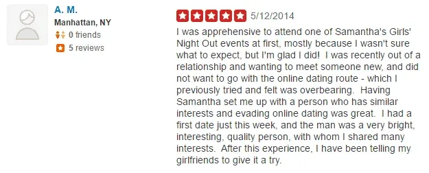 Samantha Daniels 5-star yelp review