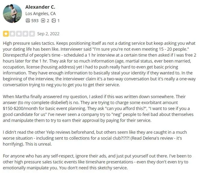 1-star Events & Adventures review on Yelp