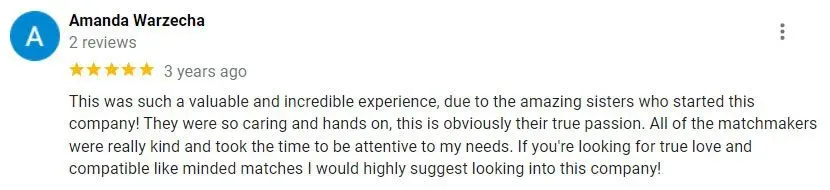 5 star Matchmakers In The City review on Google