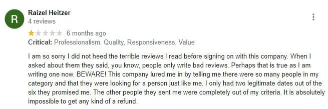 Ann Arbor Singles google review