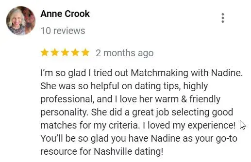 Google 5-star Matchmaking Nashville review