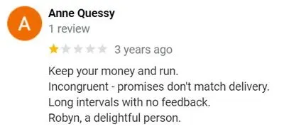 1-star Blue Label Life review on Google