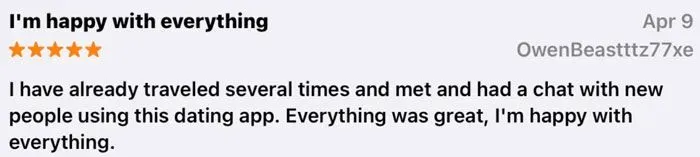 5-star review for TourBar on App Store