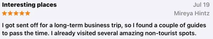 TourBar 5-star app store review