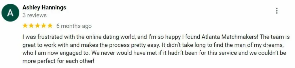 5 star Atlanta Matchmakers Google review