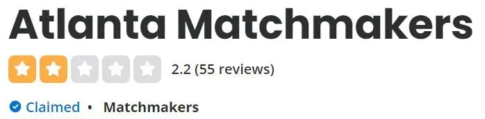 Atlanta Matchmakers 2-star rating on Yelp