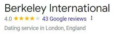 4-star rating for Berkeley International on Google