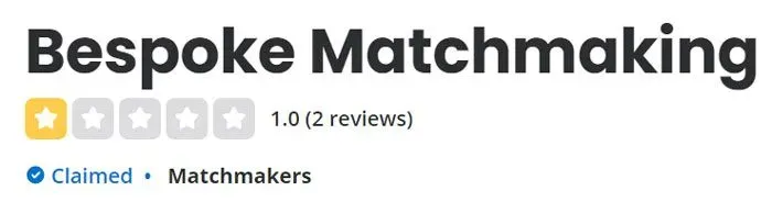 1-star Yelp review for Bespoke Matchmaking