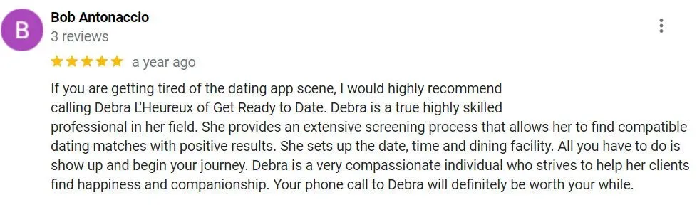 5-star Google review for Get Ready To Date