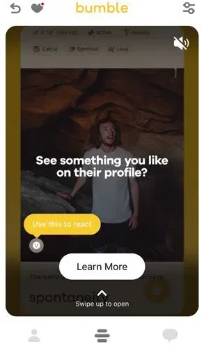 Bumble Reactions feature