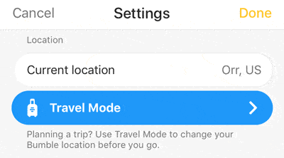 Bumble Travel Mode