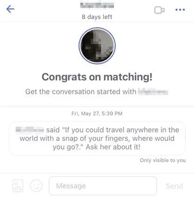 icebreaker example on CoffeeMeetsBagel match notification