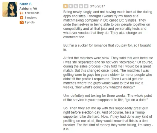 DC Singles yelp reviews