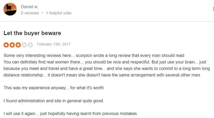 3-star TravelGirls review on SiteJabber