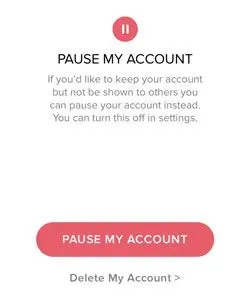 delete Tinder or pause option