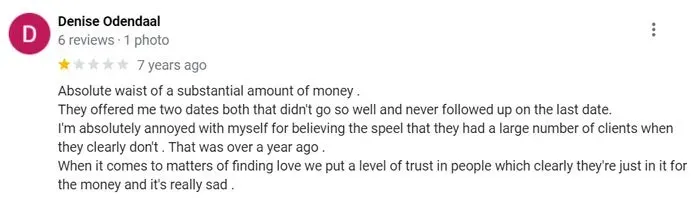 1-star Louanne Ward Matchmaking review on Google