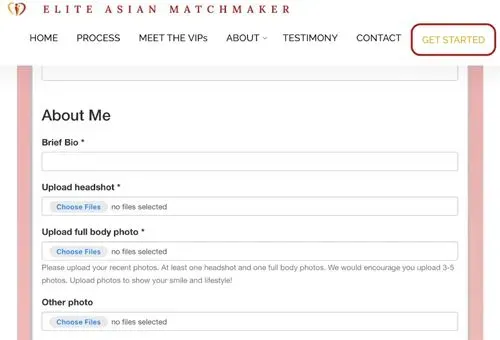 Elite Asian Matchmaking inquiry form