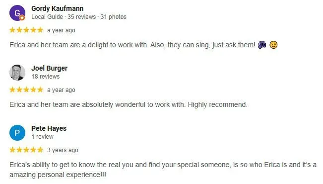 Erica Suzanne Matchmaking Google reviews