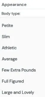 Profile menu options example