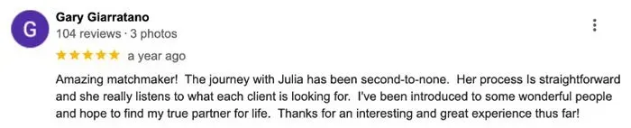 5-star Julia McCurley review on Google