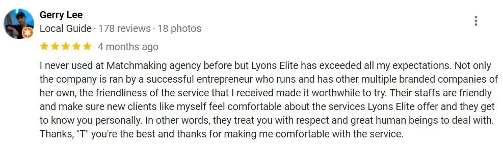 5-star Lyons Elite Google review