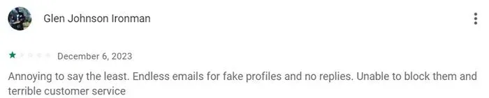 1-star GooglePlay review for Thai Cupid