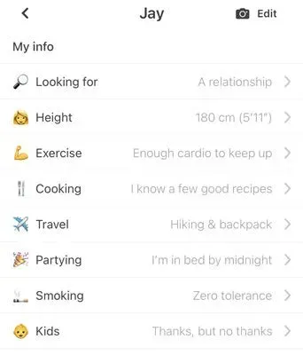Happn profile details