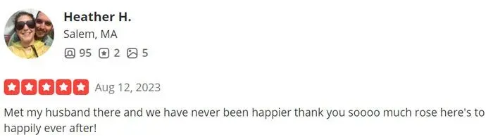 5-star Yelp review for Rose Matchmaking