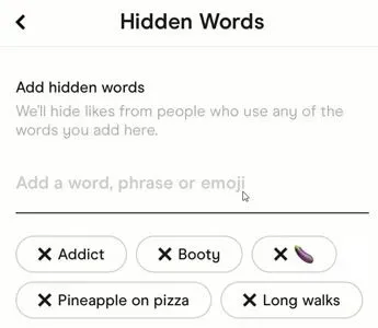 Examples of Hidden Words on Hinge