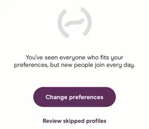 Hinge change preferences notification
