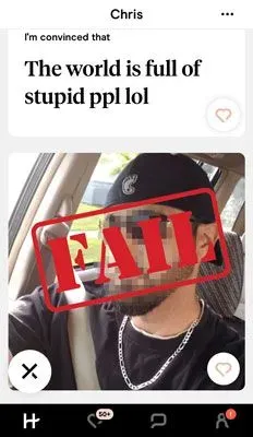 Example of a Hinge profile mistake guys make.