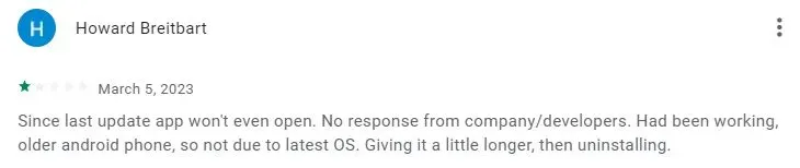 1-star JWed review on Google Play 