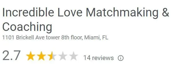 Incredible Love 2.7 star Google rating