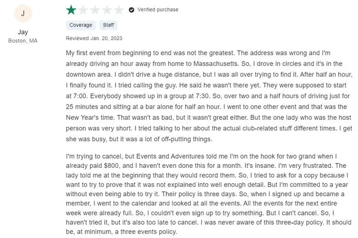 1-star Consumer Affairs review