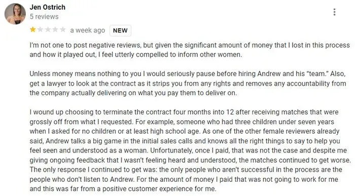 1-star AH Love Advisory Google review