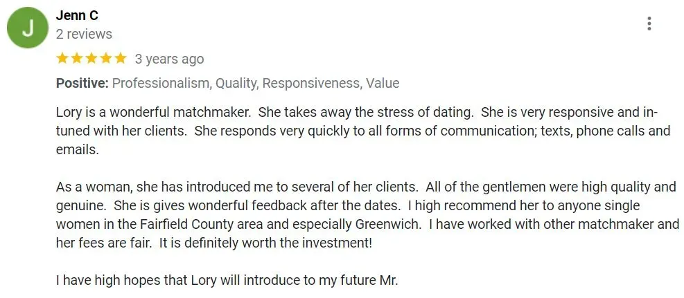 5-star Lory Kelsey Google review