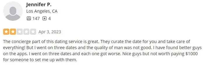 2-star Tawkify review on Yelp