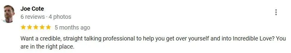 5-star Google review for Incredible Love