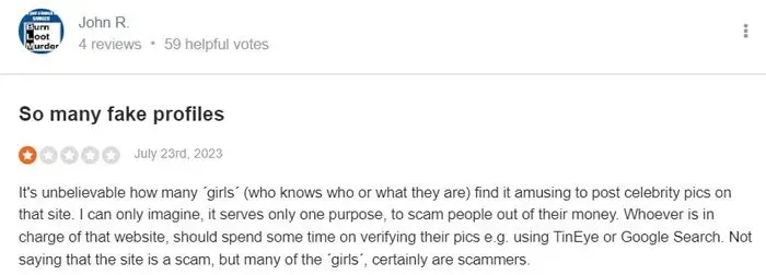 1-star TravelGirls dating site review on SiteJabber