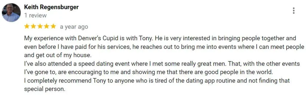 5-star Google review for Denver's Cupid