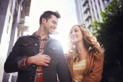 A man and a woman on a date in Beverly Hills