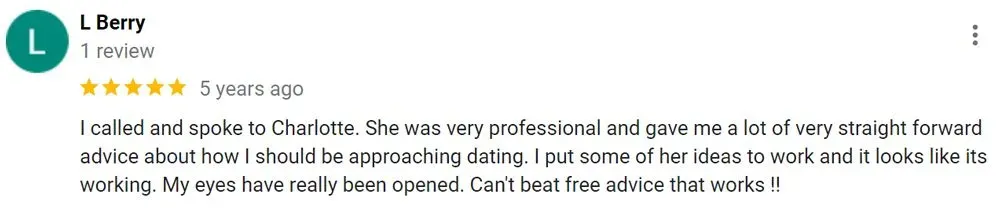 5-star Love Boss Matchmaking review on Google