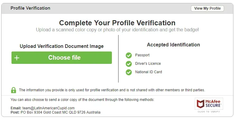 Latin American Cupid profile verification