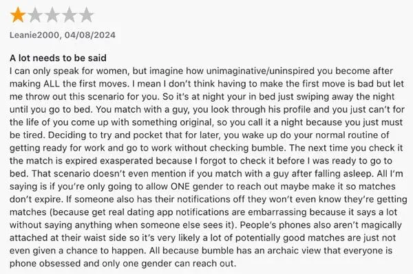 1-star Bumble app review