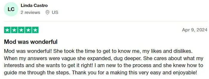 5-star Tawkify review on Trustpilot