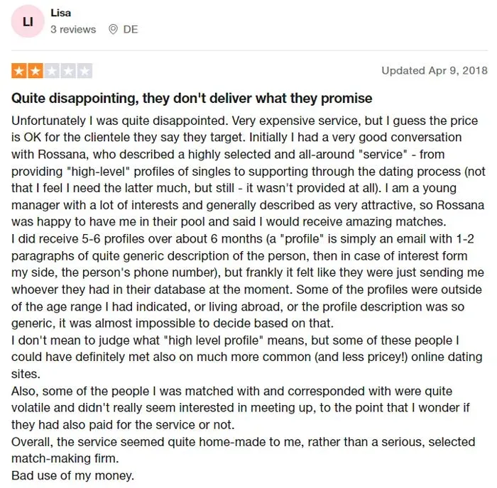 2-star Macbeth Matchmaking review on Trustpilot