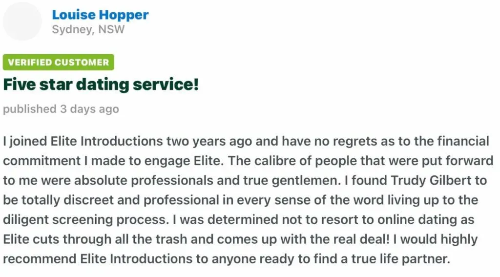 Positive review for Elite Introductions on I Eat Words