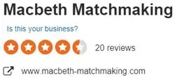 4.7 star rating for Macbeth Matchmaking on SiteJabber